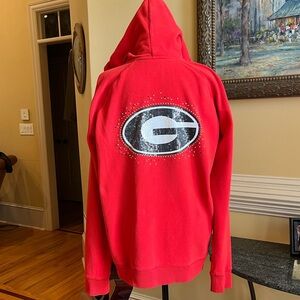 PINK Victoria's Secret Vintage UGA Georgia Bulldogs Full Zip Hoodie Bling Logo